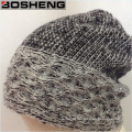 Inverno quente preto Grey Crochet malha chapéu de Inverno